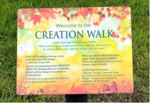 A sign is pictured from the Creation Walk at Ireland's national and international Marian and Eucharistic Shrine in Knock, County Mayo. (Sarah Mac Donald)